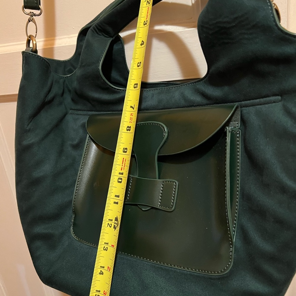Anthropologie Suede Green Hand Bag with Shoulder Strap - Picture 5 of 7